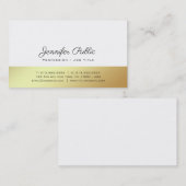 Carte De Visite Moderne Blanc Or Design élégant Plat Luxe (Devant / Derrière)