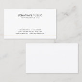 Carte De Visite Moderne Blanc Or pur Plaine Professionnel Élégant (Devant / Derrière)