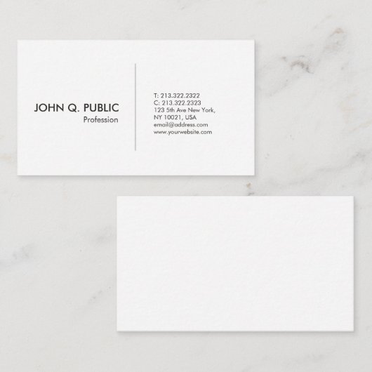 Carte De Visite Moderne Blanc Professionnel Simple Élégant (Devant / Derrière)
