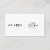 Carte De Visite Moderne Blanc Professionnel Simple Élégant (Devant)