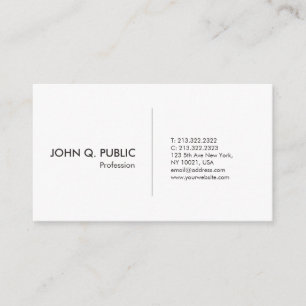 Carte De Visite Moderne Blanc Professionnel Simple Élégant