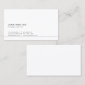 Carte De Visite Moderne Blanc Simple Plat Professionnel Élégant (Devant / Derrière)