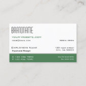 Carte De Visite Moderne Blanc Vert élégant Simple et professionnel (Dos)