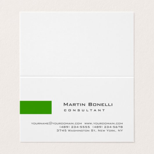 Carte De Visite Moderne Blanc Vert Simple Consultant (Extérieur déplié)
