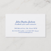 Carte de visite moderne bleu blanc acrobatique (Dos)