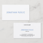 Carte De Visite Moderne Bleu Blanc Simple Design Modèle élégant (Devant / Derrière)