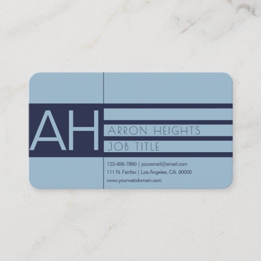 Carte De Visite Moderne bleu clair et bleu (Devant)