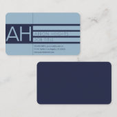 Carte De Visite Moderne bleu clair et bleu (Devant / Derrière)