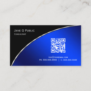 Carte De Visite Moderne Bleu clair QR Élégant professionnel