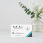 Carte de visite moderne bleu et blanc (Debout devant)