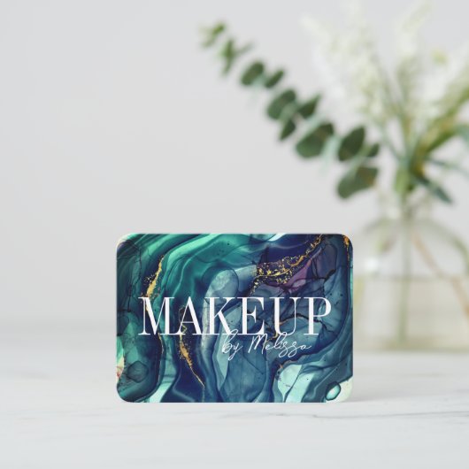 Carte de visite moderne bleu et vert (Debout devant)