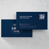 Carte de visite moderne | bleu foncé | Code QR | L