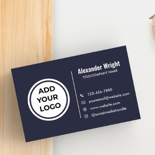 Carte de visite moderne bleu gris Ajouter un logo