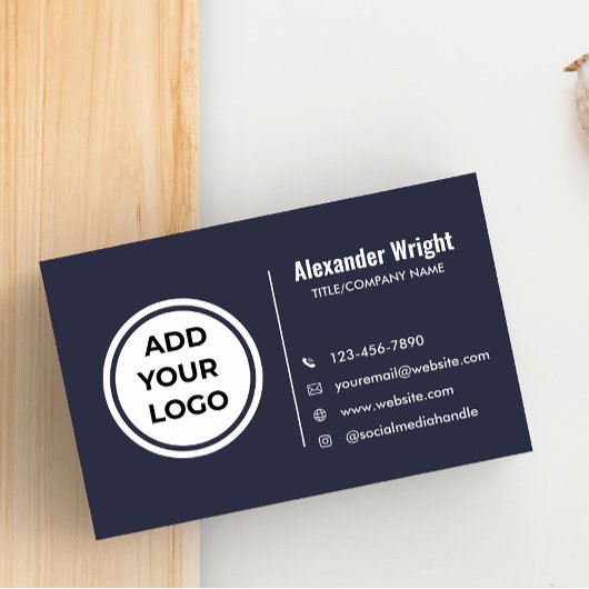 Carte de visite moderne bleu gris Ajouter un logo