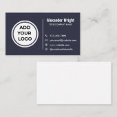 Carte de visite moderne bleu gris Ajouter un logo (Devant / Derrière)