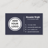Carte de visite moderne bleu gris Ajouter un logo (Devant)