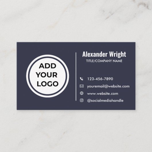 Carte de visite moderne bleu gris Ajouter un logo (Devant)