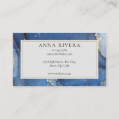 Carte De Visite Moderne bleu or paillettes agate professionnel (Dos)