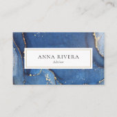 Carte De Visite Moderne bleu or paillettes agate professionnel (Devant)
