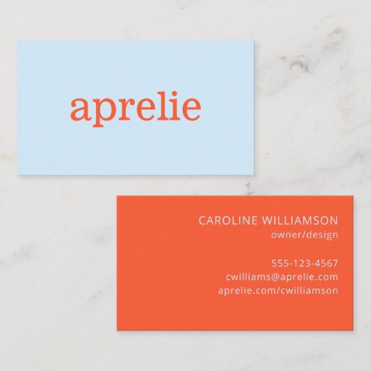 Carte De Visite Moderne Bleu Orange Créatif Professionnel (Devant / Derrière)