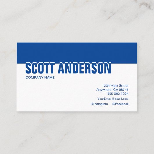 Carte De Visite Moderne Bleu Social Media Code QR (Devant)