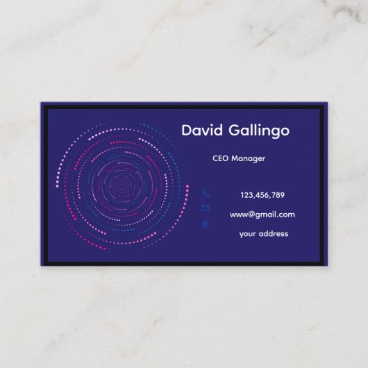 Carte de visite moderne bleue, 8,89 cm x 5,08 cm (Devant)