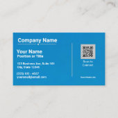 Carte de visite moderne bleue avec code QR (Devant)