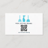 Carte De Visite Moderne Blue House Cleaning Services QR Code (Dos)