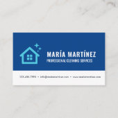 Carte De Visite Moderne Blue House Cleaning Services QR Code (Devant)