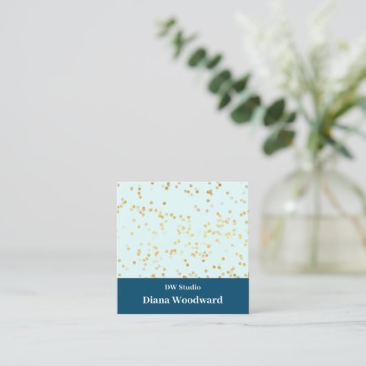 Carte de visite moderne Blue Mint Gold Sparkings (Debout devant)