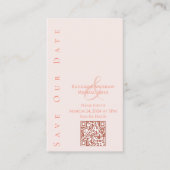 Carte De Visite Moderne Blush-Enregistrer le code Date-QR- (Devant)