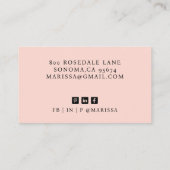 Carte De Visite Moderne Blush Pink Professionnel (Dos)