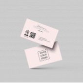 Carte De Visite Moderne Blush Pink Social Media Icon QR code