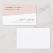 Carte De Visite Moderne Blush Rose Blanc Élégant Simple Modèle (Devant / Derrière)
