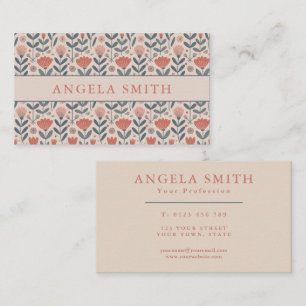 Carte De Visite Moderne Bohème Beige Floral Teal