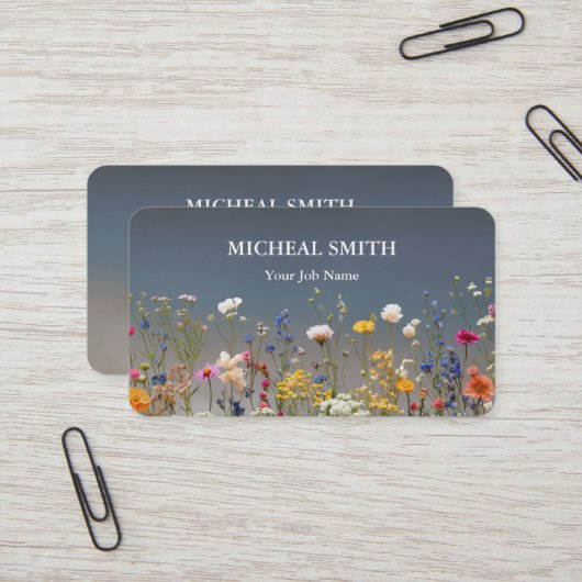 Carte De Visite Moderne Boho Floral Kraft (Devant/Arrière en situation)
