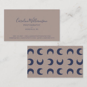 Carte De Visite Moderne Boho Lunes Beige Bleu Tendance Simple