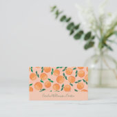 Carte De Visite Moderne Boho Rose Citrus Oranges Fruit Script (Debout devant)