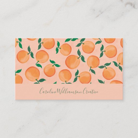 Carte De Visite Moderne Boho Rose Citrus Oranges Fruit Script (Devant)