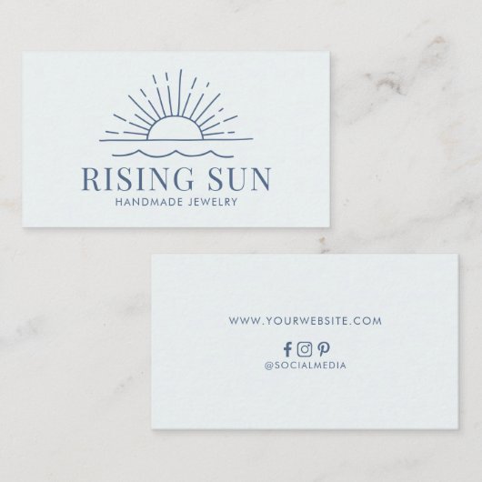 Carte de visite moderne Boho Sun and Beach Wave (Devant / Derrière)