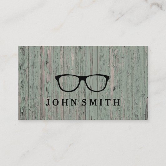Carte De Visite Moderne Bois Vert Logo de Lunettes Rustique & Raff (Devant)