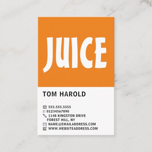 Carte De Visite Moderne Bold, bar à jus (Devant)