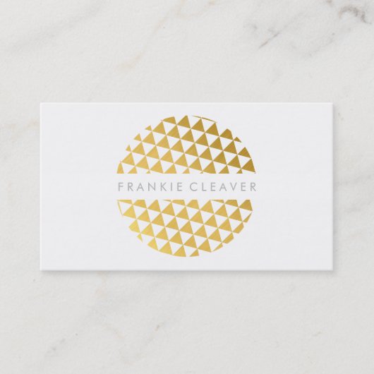Carte De Visite MODERNE BOLD SPOT geo triangle feuille or motif (Devant)