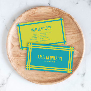 Carte De Visite Moderne Bold Vibrant Bleu et Vert médias sociaux