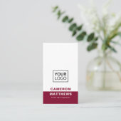 Carte De Visite Moderne bordeaux blanc ajouter logo icônes des méd (Debout devant)