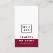 Carte De Visite Moderne bordeaux blanc ajouter logo icônes des méd (Devant)