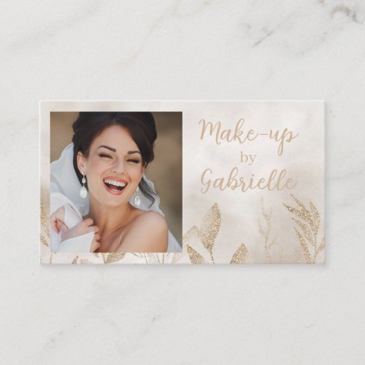 Carte De Visite Moderne Botanique Beige Boho Photo Script (Devant)