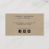 Carte De Visite Moderne Botanique Bleu et Busine Horizontale Noire (Dos)