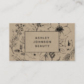 Carte De Visite Moderne Botanique Bleu et Busine Horizontale Noire (Devant)