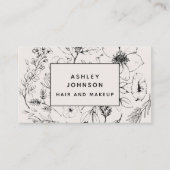 Carte De Visite Moderne Botanique Blush et Black Horizontal (Devant)